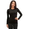 JADEA 2 Maglie Girocollo Donna 4055 Manica Lunga in Cotone Elasticizzato, Nero, L