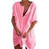 Svanco Copricostume Donna Mare Abiti Lunghi Estivi Camicia da Spiaggia Camicetta in Cotone Elegante Vestiti Corti Costumi da Bagno Bikini Cover Up per Piscina Mare Estate Vacanza(Rosa,M)