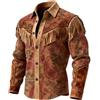 Generico Camicia Da Lavoro Uomo Stile Western Cowboy Maniche Lunghe Abbottonata