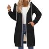 Cocila Long Women's Sweatshirt Jacket With Fleece Borse In Lana Cotta (Black Xxl) Piumino Donna Mezza Stagione Giubotto Pelle Donna Giacca Scozzese Giubbino Senza Maniche Camicione Lungo
