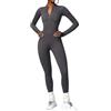 Generico Tuta Intera Donna Sportiva Senza Cuciture con Maniche Lunghe e Cerniera Jumpsuit Elegante per Yoga Tuta Palestra Modellante Aderente Tutina Pilates Casual per Fitness Ginnastica Danza Lavoro,
