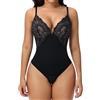 SHAPERIN Body Modellante Donna Pizzo Shapewear Bodysuit Pancia Piatta Faja Body Shaper Sexy Body con Scollo a V Tummy Control Bodysuit Tops