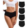 INNERSY Mutande Donna Senza Cuciture Nero Slip Vita Alta Invisibile Culotte Microfibra Pacco da 4 (XXL, 4 Nero Classico)