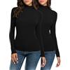 Achimlt 2 Pezzi Maglia Termica Donna a Collo Alto Calda Elastica Intimo, Leggero Sportiva Termico Maglietta Donna Maniche Lunghe per Autunno Invernale