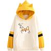 PAIDAXING Felpa con cappuccio da donna a maniche lunghe con motivo cartone animato carino per ragazze ragazze casual pullover ragazze anime cosplay maglione maglione, Beige, L