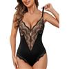 SHEKINI Body Shaper Donna Pizzo Elegant Snellente Guaina Shapewear Contenitivo Modellante Bodysuit Scollo V Senza Ferretto Pizzo Intimo Perizoma