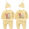 culbutomind Body Bambino Gemelli To My Egg Divertenti Body Neonato Regalo Gemella Tutina Manica Lunga Bimba Con Cappello(yellow 6m)