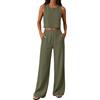 Chanpning Completo Estivo Donna Lino Tailleur Donna Estiva Senza Maniche Girocollo Tuta Completa Lino e Cotone Completi Estivi Set Casual Relax Corte Top e Pantaloni Estivi da Casa Ideale Per Vacanza