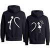 Sevpuikl Coppia Felpa con Cappuccio King Queen Felpe Uomo e Donna Re Regina Pullover Cuore Couple Hoodies Couple Sweatshirt Coppia Regalo per Fidanzati Nero Bianco Grigio 1PC