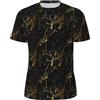 Unkhtt Elegante maglia a maniche corte con stampa di texture marmorizzata dorata abbigliamento estivo traspirante occasioni atletiche uscite casual, Nero , 4XL