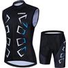 Mydawan Completo Ciclismo Uomo Abbigliamento Bici MTB Estivo Maglia Ciclista,Maglietta Bicicletta Senza Maniche Gilet e Pantaloncini Shorts Bike con 19D Gel Imbottiti,Tuta da Ciclo Asciugatura Rapida|8,5XL