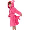 LOLANTA Accappatoio per bambini in pile con cappuccio, vestaglia morbida squalo, Rosa, L (6-8 anni)