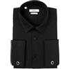 Xact Camicia Formale Classica in Popeline Tinta Unita per Uomo con Polsini Doppi, Gemelli Inclusi, vestibilità Regolare (Nero) 38