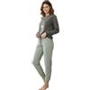 Viterbo Biancheria Pigiama Donna Caldo Cotone Interlock MII2418 Manica Lunga E Pantalone Lungo Autunno Inverno (Green/Verde Salvia, S)
