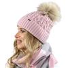Alur Cappello Donna Invernale con Pom Pom - Universale Berretto Donna Invernale Calda e Elegante - Cuffia Donna Invernale in Maglia - Morbida e Elastica Berretto Beanie (Rosa)