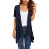 Generico Cardigan Estivo da Donna, Manica Corta, Lungo, Lavorato A Maglia, Elegante, Casual, Leggero, Drappeggiato, Spolverino, Orlo Alto e Basso, Coprispalle, Blu Navy, Taglia L