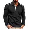 MakingDa Polo da uomo a maniche lunghe, con bottoni, vestibilità regolare, casual, tinta unita, traspirante, classica maglietta top, Nero , M