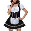 Generic Donna Abito Dirndl Oktoberfest Costume Tirolese Dirndl Tradizionale Mini Gonna a Maniche Corte per Oktoberfest Tedesca Abito Tirolese Gonna Set Oktober Fest di Ottobre (2-Black, L)