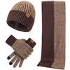 LumiSyne Invernali 3 Pezzo Cappello Sciarpa Guanti Per Uomo Donna Moda Semplice Jacquard Bicolore Guanti Touch Screen Sciarpa Lunga Cappello In Maglia Berretto Beanie Ispessita e Morbida