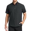 HISDERN Camicia Uomo Oxford Nero Maniche Corte Button Down Camicie Uomo Estiva da Ufficio Manica Corta con Tasca vestibilità Regolare, 3XL