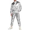 Celanisai Rave - Tuta da uomo metallizzata, da jogging, da discoteca, divisa da discoteca, lucida, 2 pezzi, per balli di fine anno, per feste e club, abbigliamento Hip Hop Jazz