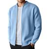 Generisch - Cardigan da uomo casual, maglione con zip, elegante, maglione a maglia grossa, girocollo, giacca in felpa oversize, con maniche a contrasto, tinta unita, O azzurro, L