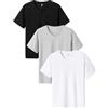 LAPASA Pacco da 3 Maglietta Uomo Cotone Elastico Premium Collo a V T-Shirt Maniche Corte Canottiera Morbida M06 Nero, Bianco, Grigio Chiaro M