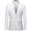 HUIANGLIYG Blazer Casual da Uomo, Leggero, Slim Fit, con Un Bottone, Giacca Elegante da Lavoro, con Revers A Lancia, Giacca Sportiva, Smoking, Cappotto da Cena, per Banchetti Nuziali, Bianco XS
