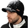 TOP-EX DryKnit™ Impermeabile M/L XL/XXL Berretto con Picco Foderato in Pile con Rifiniture Lana per Inverno Caldo e Freddo, Nero , XL/XXL