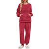 UMIPUBO Pigiama Donna Invernale Felpato Pigiami in Pile Caldo Set Due Pezzi Tuta Termico Invernali Completo da Casa Top a Maniche Lunghe e Pantaloni Lounge Morbido Sleepwear con Tasche