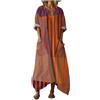 Gienslru Abito Lungo Donna Boho Mare Vestito Estivi Lunghi Chic in Lino Effetto Scollo a V Maniche a 3/4 Maxi Vestiti con Tasche e Comodo Kaftan per Mare Vacanza Estate Taglie Forti Curvy Copricostume