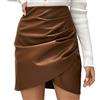 Generisch Gonna corta in pelle nera da donna gonna midi in ecopelle sexy gonna avvolgente a linea a minigonna a vita alta elegante gonna da donna asimmetrica gonna estiva maxi skirt festa gonna casual