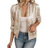 Generisch Giacche da donna per il tempo libero, leggere, slim fit, riflettenti, elegante tinta unita, per la primavera e l'autunno, oro rosa, M