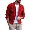 Generic Giacca di jeans da uomo Trucker Jean Giacche Manica Lunga Button Down Cappotti Casual Classico Cowboy Western Capispalla Vestiti, Giacca Denim Rosso Uomo, XL