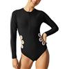 Happy Cherry Costume da Bagno di Un Pezzo Maniche Lunghe con Zip da Ragazze Bambine Costume Intero da Nuoto Protezione Solare Rash Guards con Imbottite Rimovibili, Nero 7-8 Anni