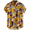 Xmiral Top Camicia da Uomo con Colletto alla Coreana Hawaiano a Maniche Corte in Cotone Stampa Vintage (3XL,22Giallo)
