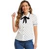 Allegra K Donna Top a Maniche Corte con Colletto alla Peter Pan a Pois