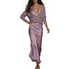 Generico Set da Donna Due Pezzi Fashion in Maglia e Raso Tinta Unita Cardigan Coprispalle con Abito Interno Elegante Ufficio Lavoro Sottile per Cerimonia Sera Festa Comodo Vestito Completo