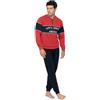 LOTTO homewear Pigiama Uomo Cotone Lungo Mezza Stagione Stile Sportivo - Stagione Primavera Estate (IT, Testo, S, Regular, Regular, Rosso 85)