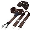 DonDon Set di bretelle eleganti e papillon per uomo, forma a Y, larghezza 3,5 cm, fatto a mano - Accessorio elegante per matrimonio, festa, smoking - Marrone