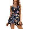 SHEKINI Donna Costume da Bagno con Gonna One Piece Dimagrante Costume Intero con Coppe Soffici Vintage Skirted Swimwear Costume Mare Bikini da Spiaggia(S,Nero HD)