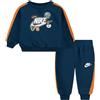 NIKE Tuta da Neonati Girocollo Fleece Blu Taglia 18 M Codice 66N497-U48