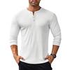 COOFANDY Henley Maglia Uomo Manica Lunga Casual T-Shirt da Uomo Classico Tinta Unita Sweater Comfort vestibilità Regolare Bianco S