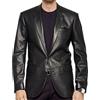 HiFacon Giacca da uomo in vera pelle di agnello Slim Fit in pelle | Blazer in pelle nera da uomo