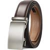 TANGCHAO Cintura Uomo, Cricchetto Fibbia Automatica, larghezza 35mm | Cinta Uomo Senza Buchi Scorrevole, Trim Regolabile, Per Outfit Business E Jeans, Colore Nera E Marrone, Lunghezza 115-145cm