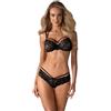 Selente Love & Fun Romantico Completo Intimo a 4 Pezzi Composto da Reggiseno, Reggicalze, Tanga ed Esclusiva Benda per Occhi in Raso. Made in EU.