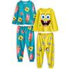 SpongeBob Schwammkopf SPONGEBOB SQUAREPANTS Set Pigiama per Bambini, Confezione da 2 | Top a Maniche Lunghe con Grafica Gialla e Blu per Bambini e Pantaloni Pigiama a Gamba Lunga