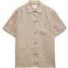 Marks & Spencer Uomo Camicia a Maniche Corte in Puro Lino - vestibilità Regolare - Colletto Classico - Traspirante
