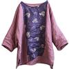 NFYM Top estivi per le donne di lino patchwork camicia pullover top girocollo manica 3/4 camicie casual, Viola, Taglia Unica