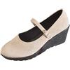 Generico Scarpe Donna Eleganti 37-42 EU con Zeppa e Fibbia Sandali Estive Comode in Scamosciata Casual Decollete Tacco Medio per Feste Cerimonia Danza Lavoro,Beige,38